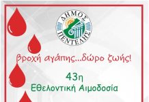 Εθελοντική Αιμοδοσία από το Δήμο Πεντέλης